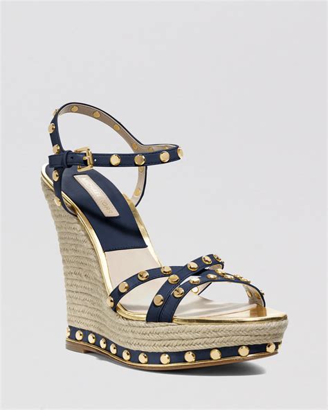 Michael Kors Navy Blue Espadrille Wedge Sandals 